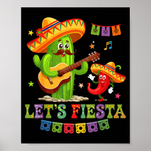 Lasst uns feiern Mexiko Party Taco Gitarre Kaktus Poster