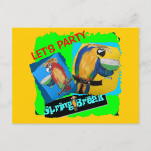 Lasst uns feiern - Papageien Einladungspostkarte