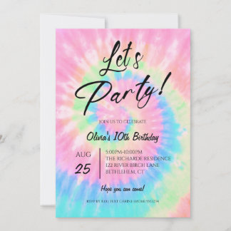 Lasst uns feiern, Pink Tie Dye Geburtstagsfeier Einladung