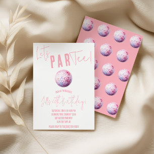 Lasst uns feiern! Rosa und weiße Golfparty Einladung