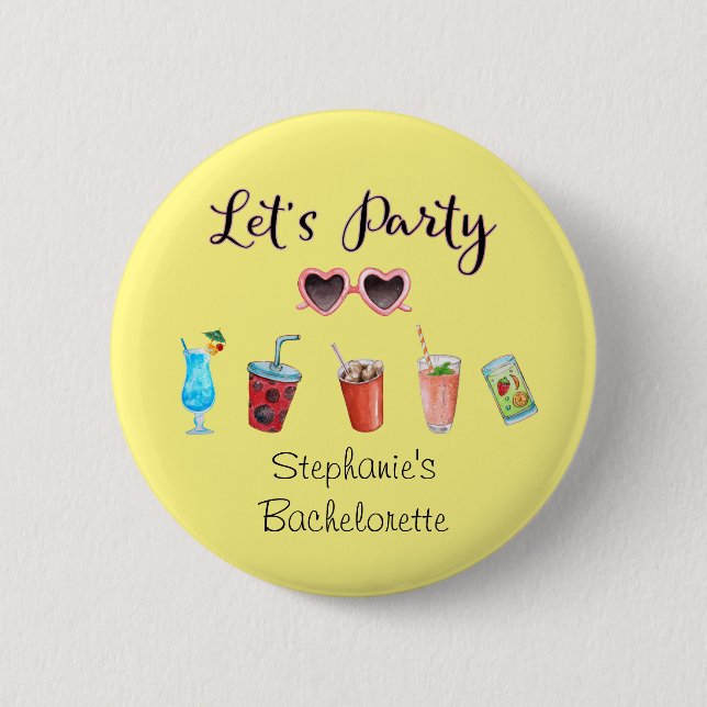Lasst uns feiern Sommer Personalisierter Text Button (Vorderseite)