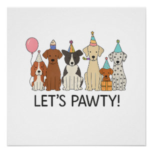 Lasst uns feiern Süße Hunde Party-Feier Hunde Lieb Poster