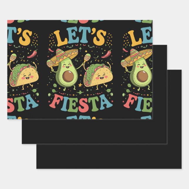 Lasst uns Fiesta Avocado und Tacos Cinco de Mayo Geschenkpapier Set (Set)