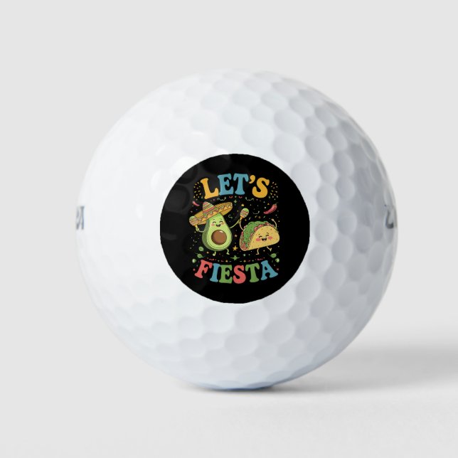 Lasst uns Fiesta Avocado und Tacos Cinco de Mayo Golfball (Vorderseite)