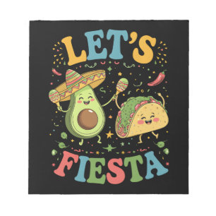 Lasst uns Fiesta Avocado und Tacos Cinco de Mayo Notizblock