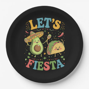 Lasst uns Fiesta Avocado und Tacos Cinco de Mayo Pappteller