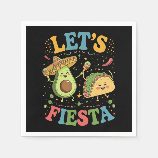Lasst uns Fiesta Avocado und Tacos Cinco de Mayo Serviette (Vorderseite)