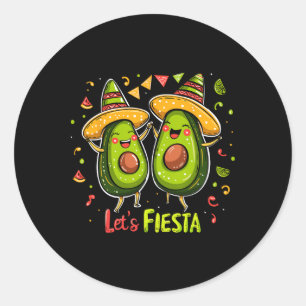 Lasst uns Fiesta Avocado und Tacos Sombrero Cinco Runder Aufkleber