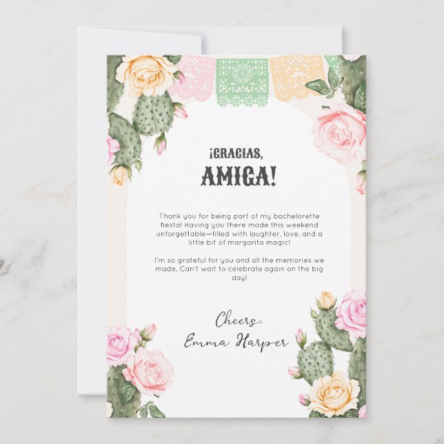 Lasst uns Fiesta Bachelorette Weekend Dankeschön-K Dankeskarte (Vorderseite)