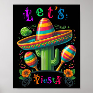 Lasst uns Fiesta Cactus Cinco De Mayo Men Women Bo Poster