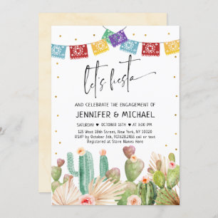 Lasst uns Fiesta Cactus Sukkulente Verlobung Einladung