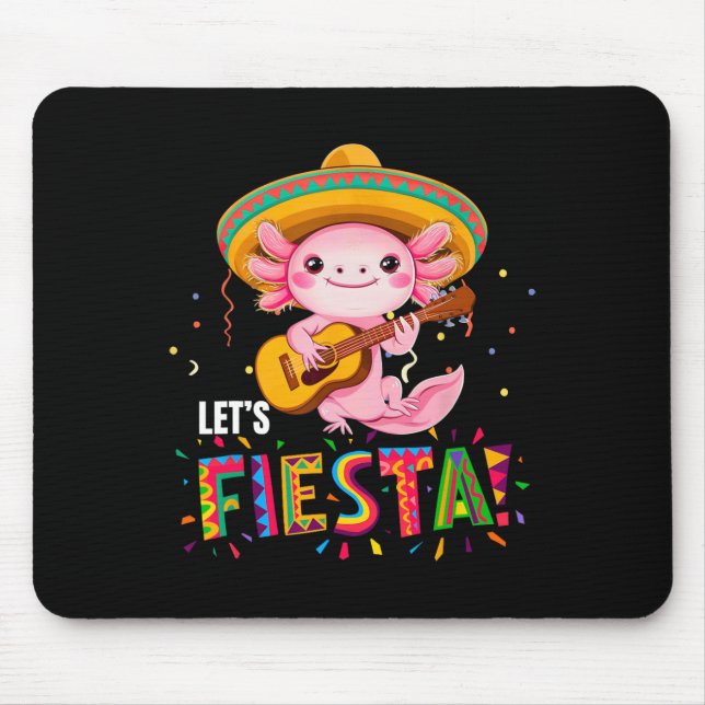 Lasst uns Fiesta Cinco De Mayo Axolotl Mit Sombrer Mousepad (Vorne)