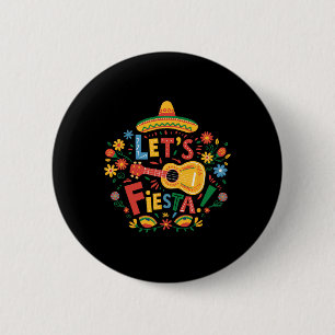 Lasst uns Fiesta Cinco De Mayo Guitar Funny Mexica Button