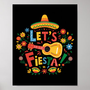 Lasst uns Fiesta Cinco De Mayo Guitar Funny Mexica Poster