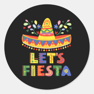 Lasst uns Fiesta Cinco De Mayo Guitar Funny Mexica Runder Aufkleber