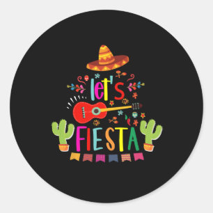 Lasst uns Fiesta Cinco De Mayo Guitar Funny Mexica Runder Aufkleber