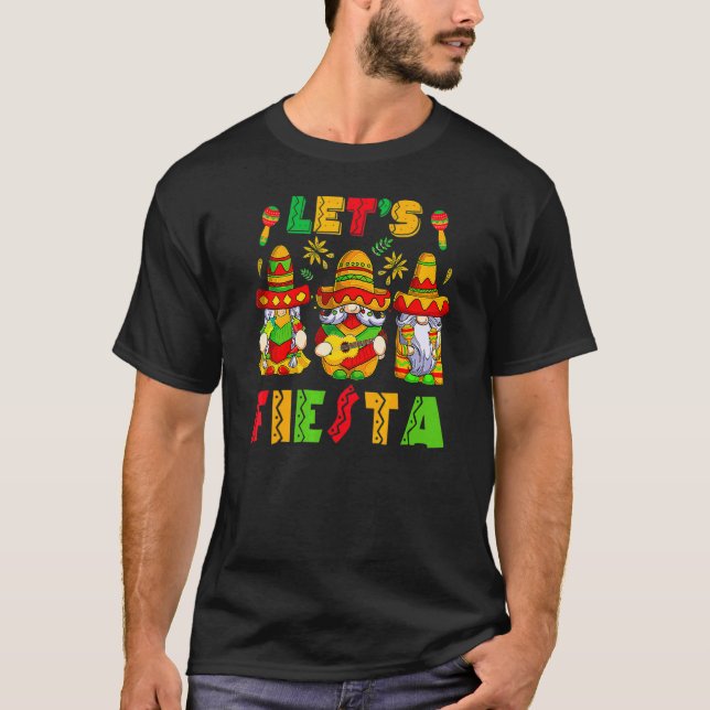 Lasst uns Fiesta Cinco De Mayo Latin Gnomes Mexica T-Shirt (Vorderseite)