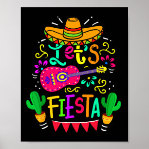 Lasst uns Fiesta Cinco De Mayo Mexican Party Guita Poster