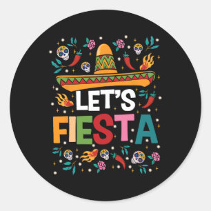 Lasst uns Fiesta Cinco De Mayo mexikanische Themen Runder Aufkleber