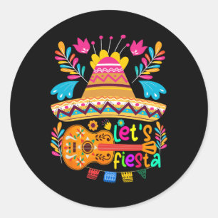 Lasst uns Fiesta Cinco De Mayo T-Shirt Mexikanisch Runder Aufkleber
