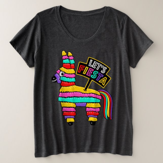 Lasst uns Fiesta Colorful Piñata T - Shirt (Design vorne)
