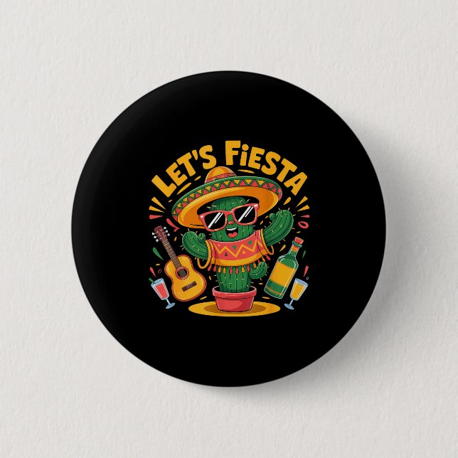 Lasst uns Fiesta feiern mexikanisch 5 de mayo lust Button (Vorderseite)