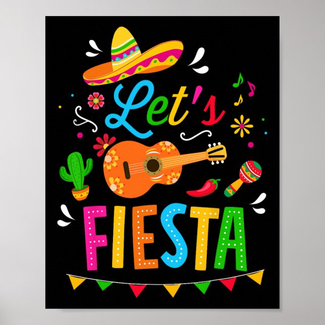 Lasst uns Fiesta für das lustige Cinco De Mayo Cos Poster (Vorne)