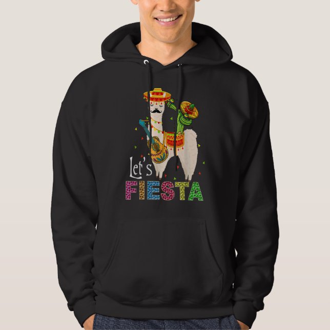 Lasst uns Fiesta Llama Cinco De Mayo Cactus Sombre Hoodie (Vorderseite)