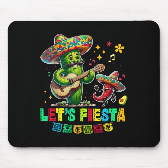 Lasst uns Fiesta Mexico Fiesta Taco Guitar Cactus  Mousepad (Vorne)