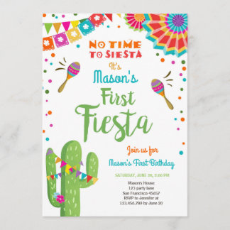 Lasst uns Fiesta mexikanische Geburtstagskaktus Bo Einladung