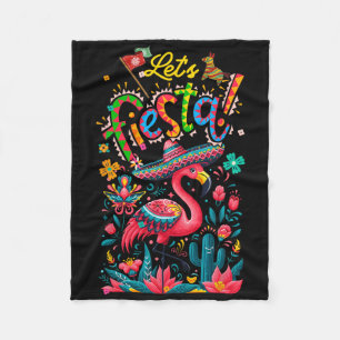 Lasst uns Fiesta Mexikanischer Rosa Flamingo Cinco Fleecedecke