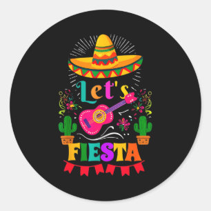 Lasst uns Fiesta mexikanischer Sombrero Cinco de M Runder Aufkleber