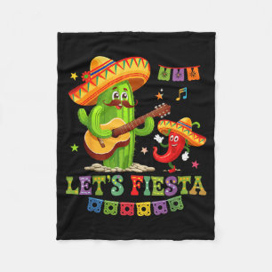 Lasst uns Fiesta Mexiko Fiesta Taco Gitarre Kaktus Fleecedecke