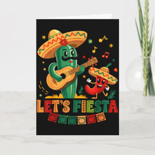 Lasst uns Fiesta Mexiko Fiesta Taco Gitarre Kaktus Karte
