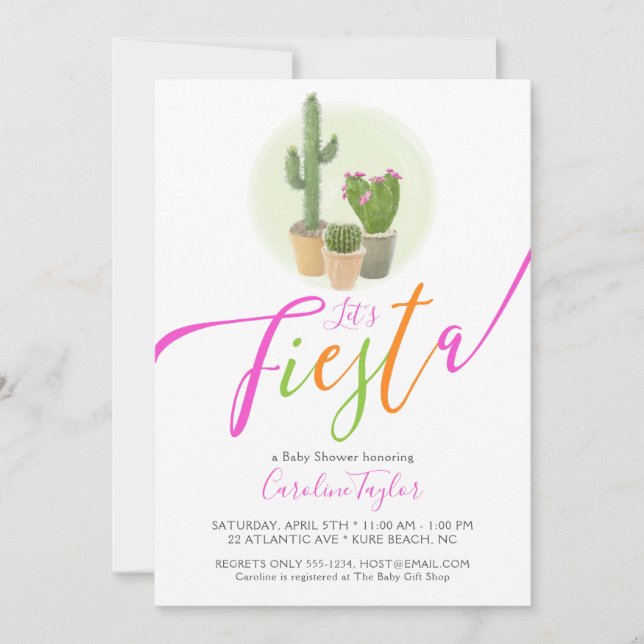 Lasst uns Fiesta Niedliche Cactus Baby Shower mach Einladung (Vorderseite)