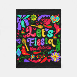 Lasst uns Fiesta San Antonio Blumen Lustig Cinco D Fleecedecke