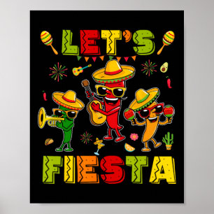 Lasst uns Fiesta Shirt Mexican Party Let's Fiesta  Poster