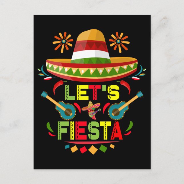 Lasst uns Fiesta Sombrero Happy Cinco De Mayo Part Postkarte (Vorderseite)