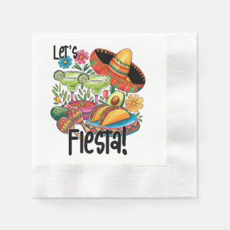 Lasst uns Fiesta Spaß Taco Margarita Sombrero Papi Serviette