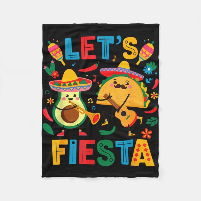 Lasst uns Fiesta-Taco-Avocado lustig Cinco de Mayo Fleecedecke (Vorderseite)