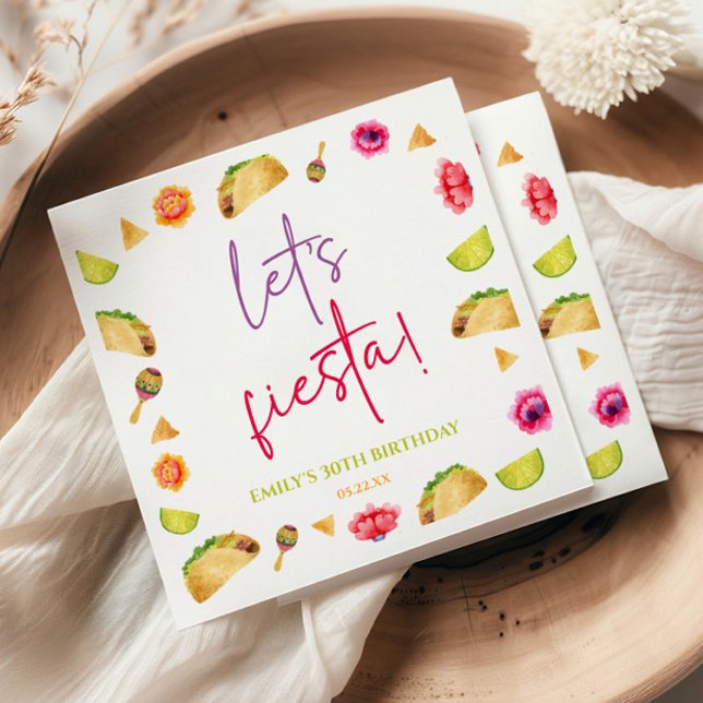 Lasst uns Fiesta Taco Mexican Fiesta Birthday Part Serviette (Von Creator hochgeladen)