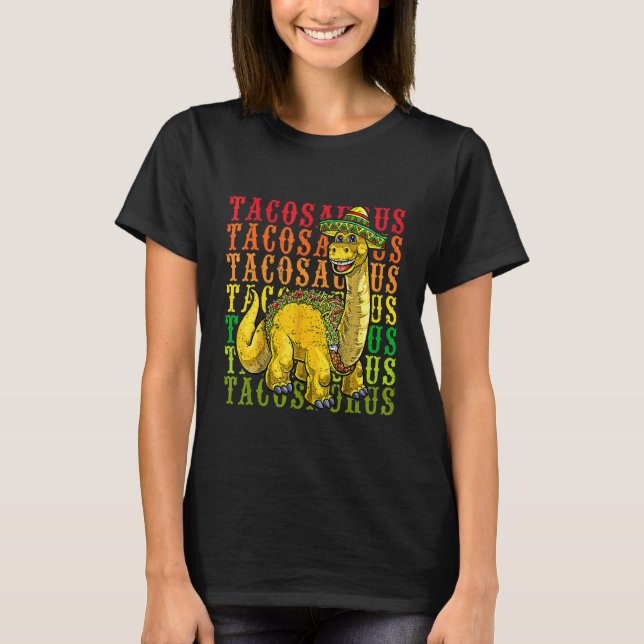 Lasst uns Fiesta Tacosaurus Rex Dino Taco Cinco De T-Shirt (Vorderseite)