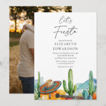 Lasst uns Fiesta Watercolor Cactus Foto Brautparty