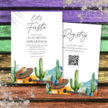 Lasst uns Fiesta Watercolor QR Code Brautparty