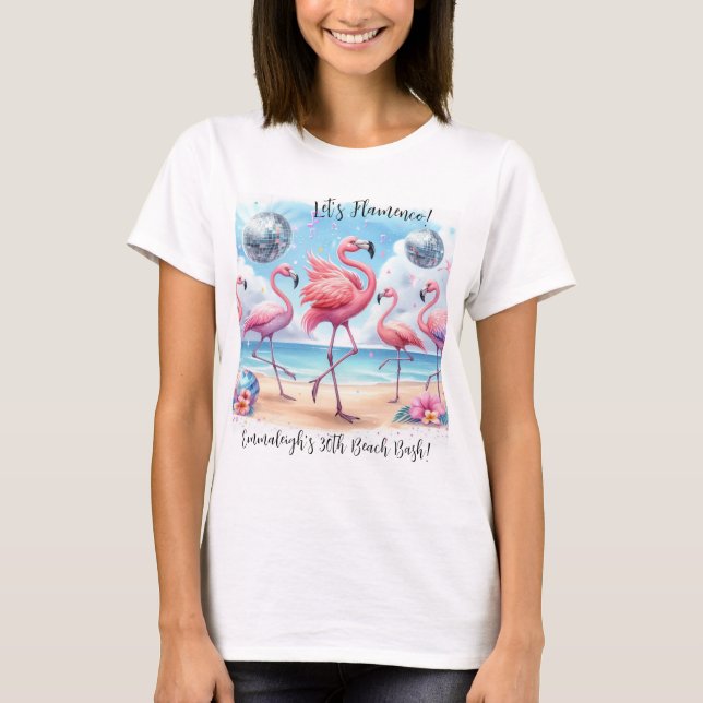 Lasst uns Flamenco! Birthday Beach Bash Gedenken T-Shirt (Vorderseite)