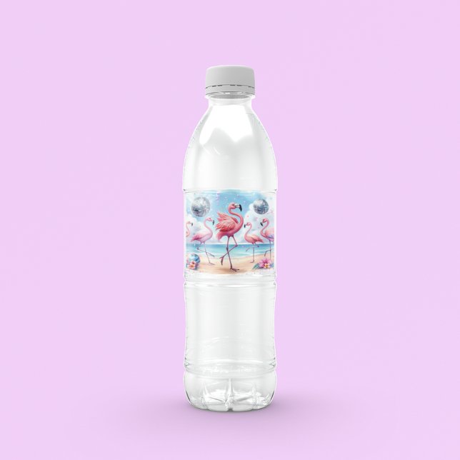 Lasst uns Flamenco! Birthday Beach Bash Wasserflaschenetikett (Von Creator hochgeladen)