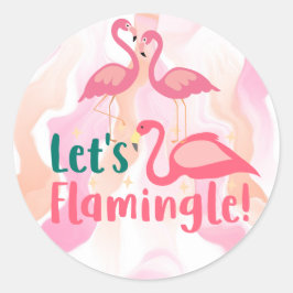 Lasst uns Flamingale mit Flamingo-Vögeln Runder Aufkleber