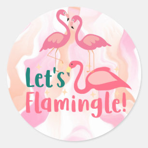 Lasst uns Flamingale mit Flamingo-Vögeln Runder Aufkleber