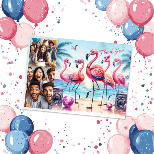 Lasst uns Flamingle Beach Geburtstagsfeier Foto Dankeskarte