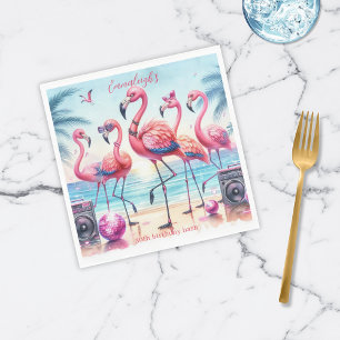 Lasst uns Flamingle Beach Party Geburtstagspapier Serviette